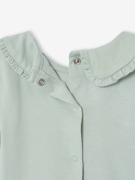 T-shirt bébé manches longues col claudine beige clair+vert d'eau 12 - vertbaudet enfant 