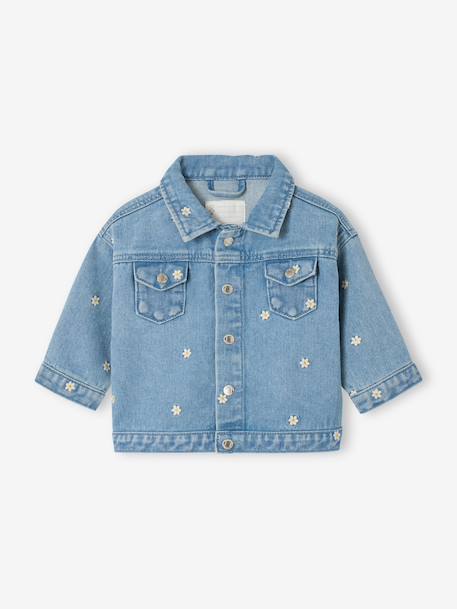 Veste denim bébé fille fleurs stone 1 - vertbaudet enfant 