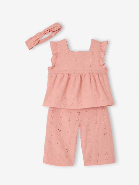 Ensemble bébé fille broderie anglaise rose 1 - vertbaudet enfant 