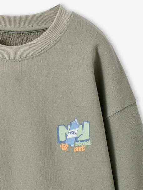 Lot 2 sweats manches longues graffiti vert sauge 4 - vertbaudet enfant 