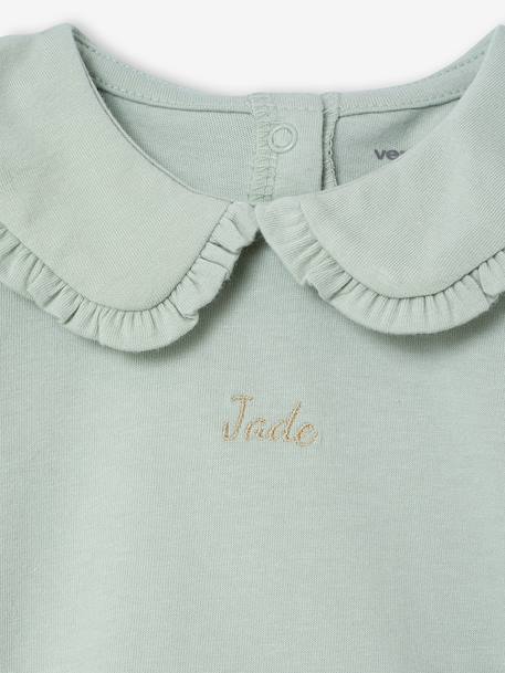 T-shirt bébé manches longues col claudine beige clair+vert d'eau 11 - vertbaudet enfant 