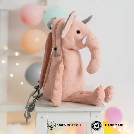 Sac à dos éléphant en coton doux Pink 4 - vertbaudet enfant 