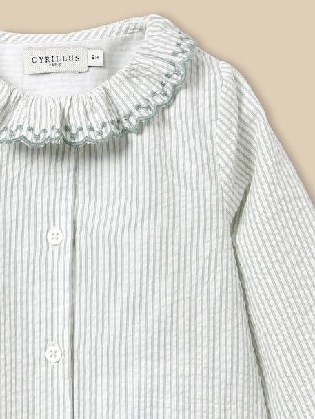 Blouse col brodé bébé Rayure amande 2 - vertbaudet enfant 