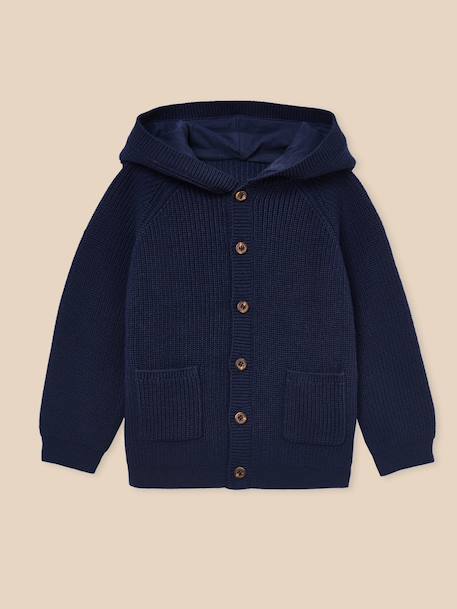 Gilet en coton biologique et laine bébé Marine clair 1 - vertbaudet enfant 