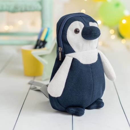 Sac à dos pingouin en coton doux White and black 3 - vertbaudet enfant 