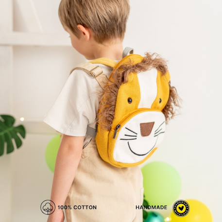 Sac à dos lion en coton doux White and orange 4 - vertbaudet enfant 