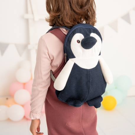 Sac à dos pingouin en coton doux White and black 1 - vertbaudet enfant 