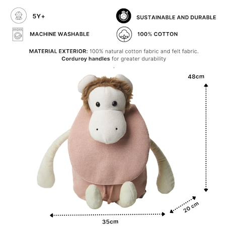 Sac à dos singe en coton doux Pink 6 - vertbaudet enfant 