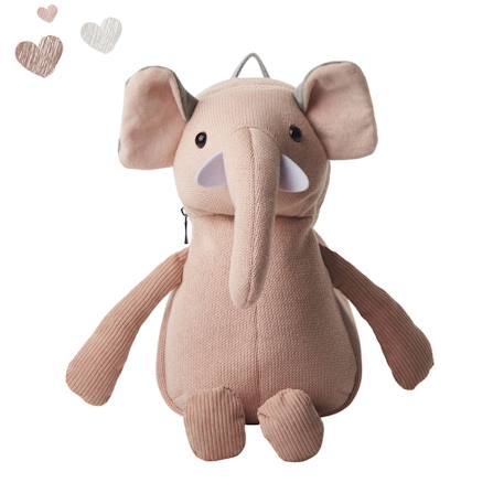 Sac à dos éléphant en coton doux Pink 1 - vertbaudet enfant 