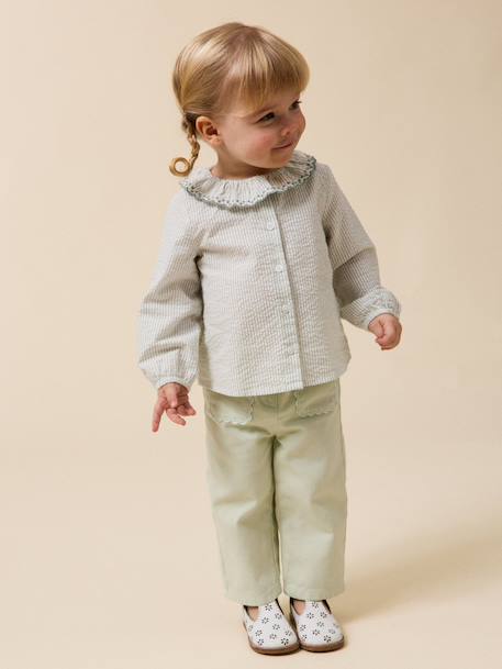 Blouse col brodé bébé Rayure amande 5 - vertbaudet enfant 