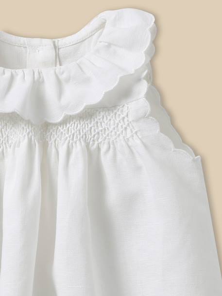 Robe lin et coton bébé camille - collection fêtes et mariages Blanc doux 3 - vertbaudet enfant 