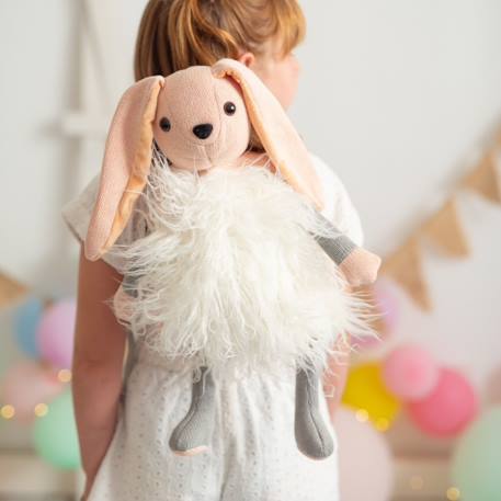 Sac à dos lapin en coton doux White and pink 1 - vertbaudet enfant 