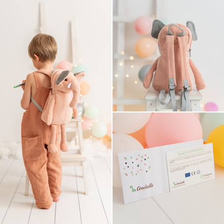 Sac à dos éléphant en coton doux Pink 5 - vertbaudet enfant 
