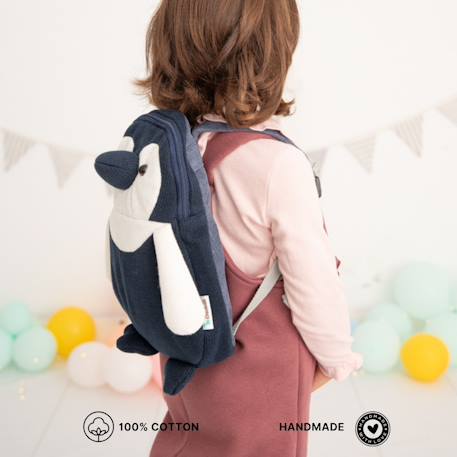 Sac à dos pingouin en coton doux White and black 4 - vertbaudet enfant 