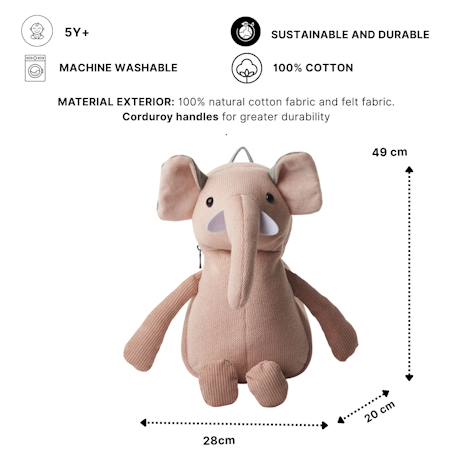 Sac à dos éléphant en coton doux Pink 6 - vertbaudet enfant 