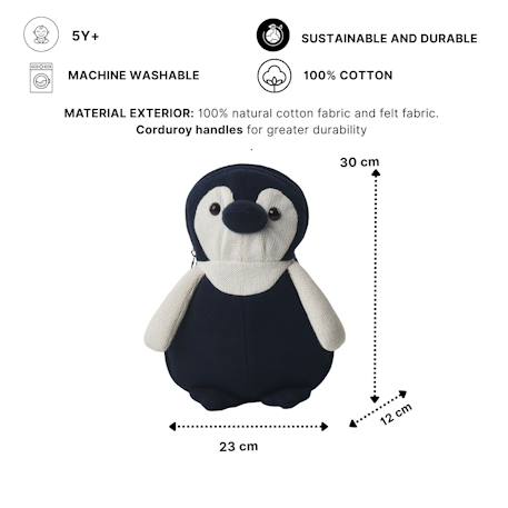 Sac à dos pingouin en coton doux White and black 6 - vertbaudet enfant 