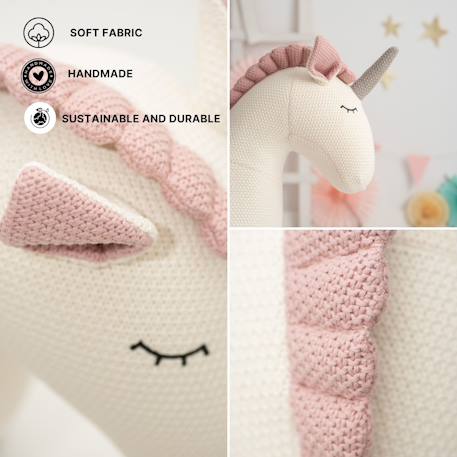 Grande peluche siège d’appoint licorne White and pink 3 - vertbaudet enfant 