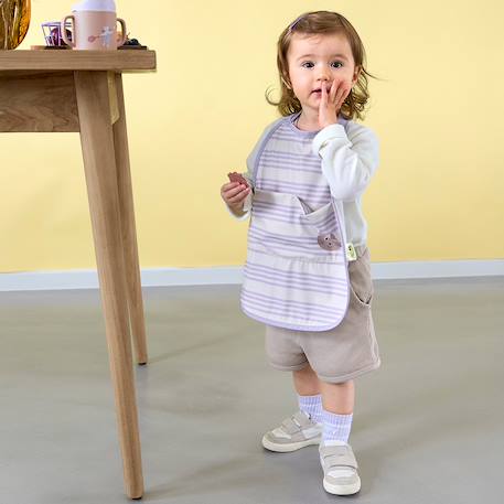 Grand bavoir avec poche tiny team cat Mauve 3 - vertbaudet enfant 