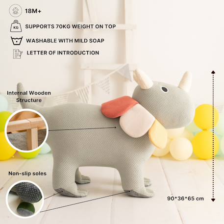 Grande peluche siège d’appoint tricératops Grey 4 - vertbaudet enfant 