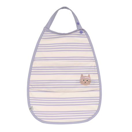 Grand bavoir avec poche tiny team cat Mauve 1 - vertbaudet enfant 