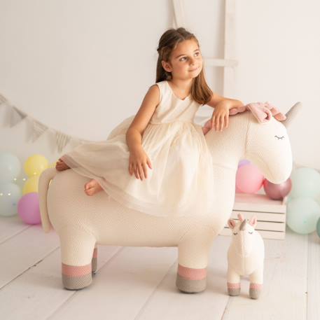 Grande peluche siège d’appoint licorne White and pink 5 - vertbaudet enfant 
