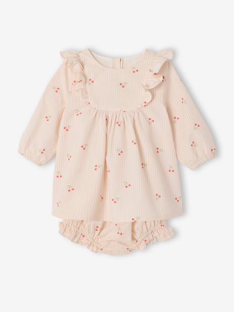 Ensemble 2 pièces robe et bloomer cerises écru 1 - vertbaudet enfant 