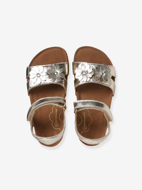 Sandale ouverte fleur cuir or 4 - vertbaudet enfant 