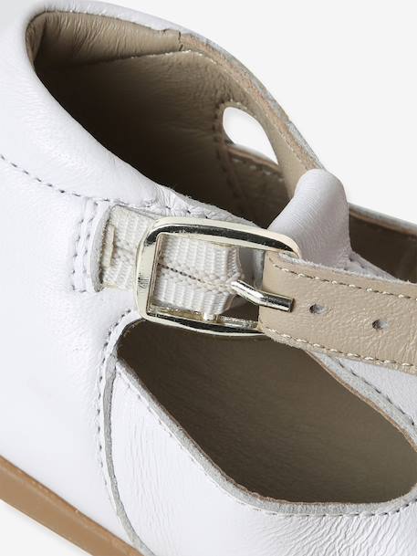 Chaussures salomés bébé fille cuir boucle beige irisé+blanc 14 - vertbaudet enfant 