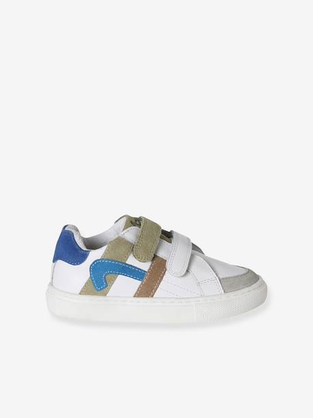 Baskets enfant garçon cuir à scratchs écru+lot blanc+lot bleu 8 - vertbaudet enfant 