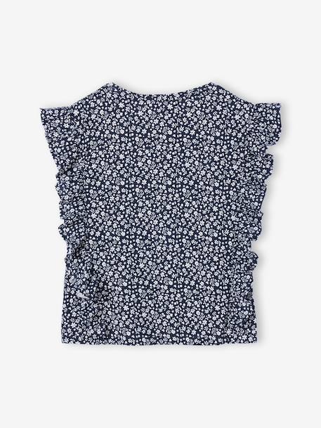T-shirt manches courtes fille volants marine+vert sauge 4 - vertbaudet enfant 