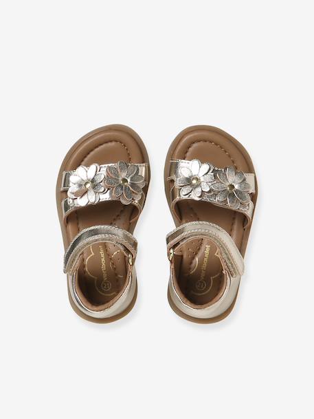 Sandales bébé cuir scratchées or 4 - vertbaudet enfant 