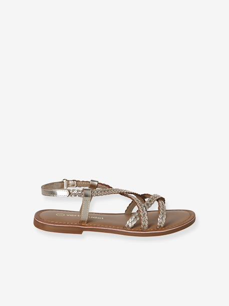 Sandales fille cuir scratchées or 2 - vertbaudet enfant 