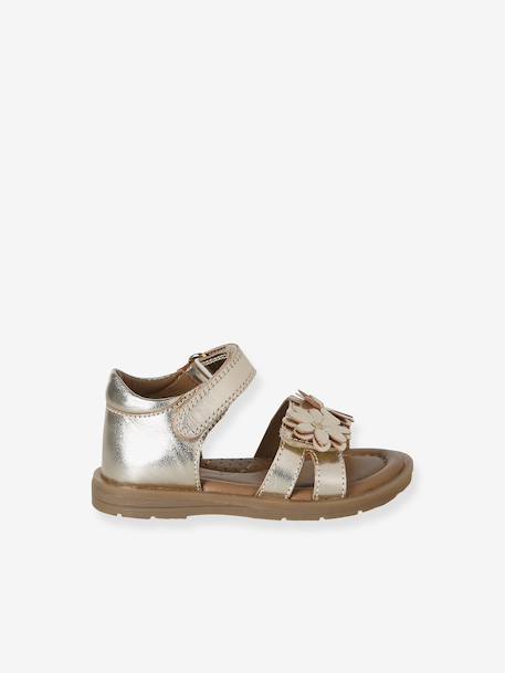 Sandales bébé cuir scratchées or 2 - vertbaudet enfant 