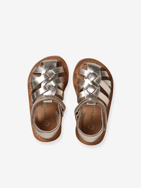 Sandales fermée cuir or 5 - vertbaudet enfant 
