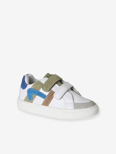Baskets enfant garçon cuir à scratchs écru+lot blanc+lot bleu 7 - vertbaudet enfant 