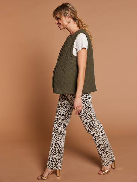 Veste matelassée évolutive avec protège-bébé grossesse et post grossesse en gaze de coton écru+kaki 21 - vertbaudet enfant 