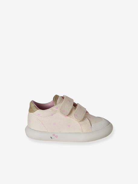 Baskets scratchées bébé en toile blanc+bleu glacier+lot rose+rose imprimé+vert imprimé marguerites+violet imprimé 28 - vertbaudet enfant 