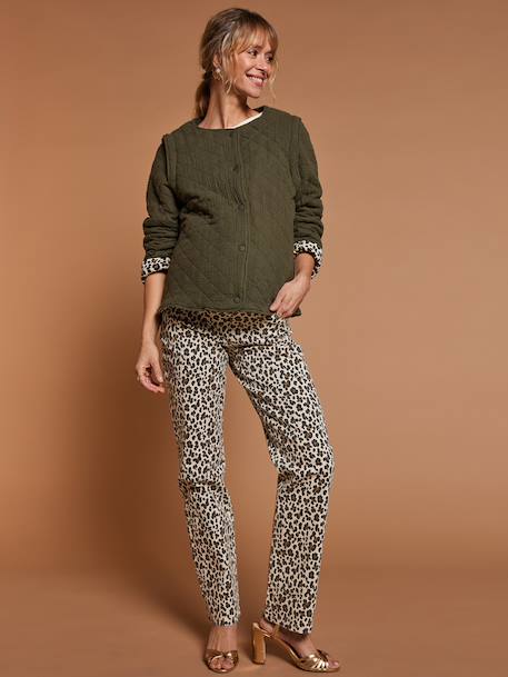 Veste matelassée évolutive avec protège-bébé grossesse et post grossesse en gaze de coton écru+kaki 20 - vertbaudet enfant 