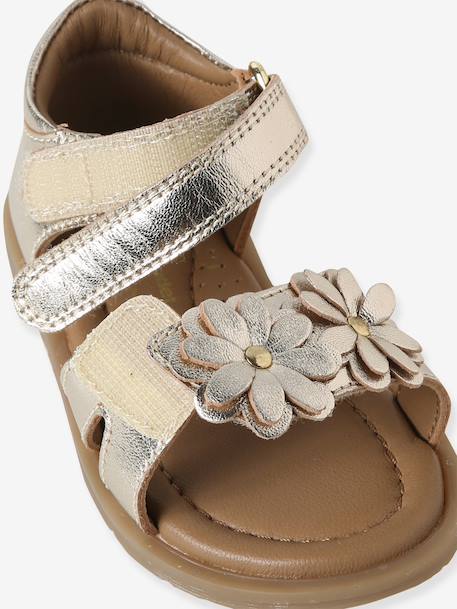 Sandales bébé cuir scratchées or 6 - vertbaudet enfant 