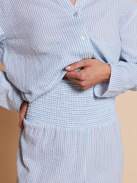 Pyjama grossesse 2 pièces en gaze de coton écru+rayé bleu 13 - vertbaudet enfant 