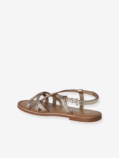 Sandales fille cuir scratchées or 3 - vertbaudet enfant 
