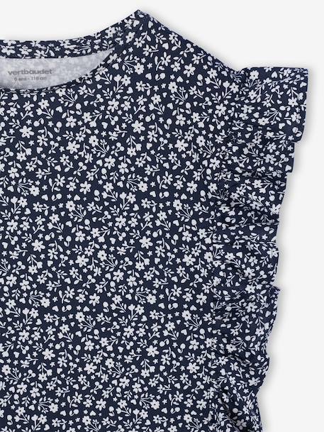T-shirt manches courtes fille volants marine+vert sauge 5 - vertbaudet enfant 