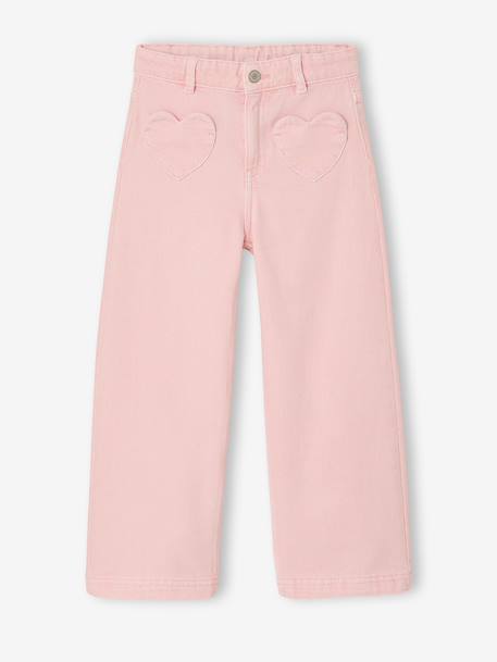 Pantalon large fille poches cœur jaune pâle+rose poudré 6 - vertbaudet enfant 