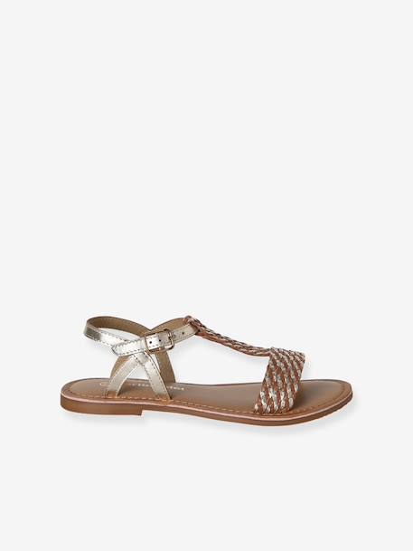 Sandales cuir fille Light gold+marron+marron imprimé 16 - vertbaudet enfant 