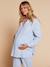 Pyjama grossesse 2 pièces en gaze de coton écru+rayé bleu 6 - vertbaudet enfant 