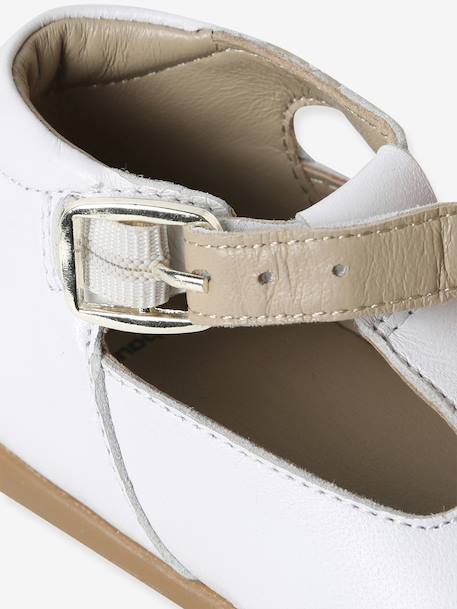 Chaussures salomés bébé fille cuir boucle beige irisé+blanc 13 - vertbaudet enfant 