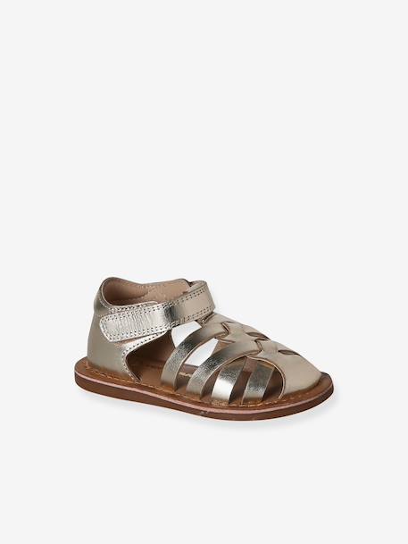 Sandales fermée cuir or 2 - vertbaudet enfant 