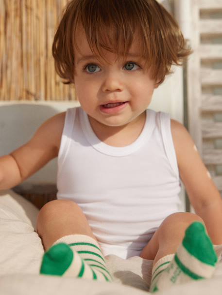 Lot de 2 bodies sans manches Petit Bateau blanc 4 - vertbaudet enfant 