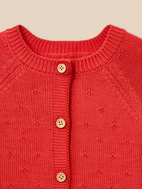 Cardigan maille ajourée bébé - coton biologique Ecru+Jaune pastel+Tangerine+Vert pastel 13 - vertbaudet enfant 