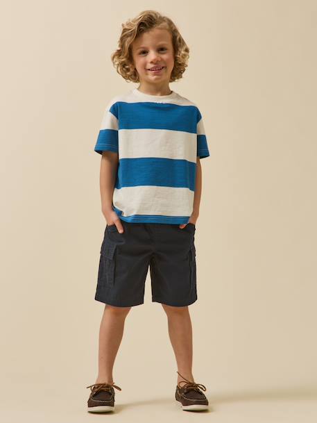 Bermuda battle garçon Beige+Bleu fonce uni 10 - vertbaudet enfant 
